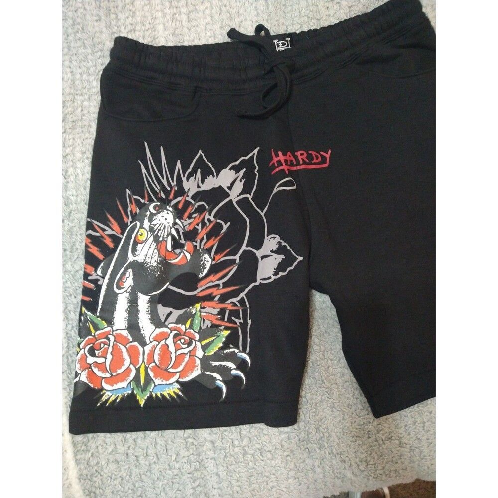 Ed Hardy Sweat Logo Shorts Lrg Black Y2K Logo - Picture 2 of 12